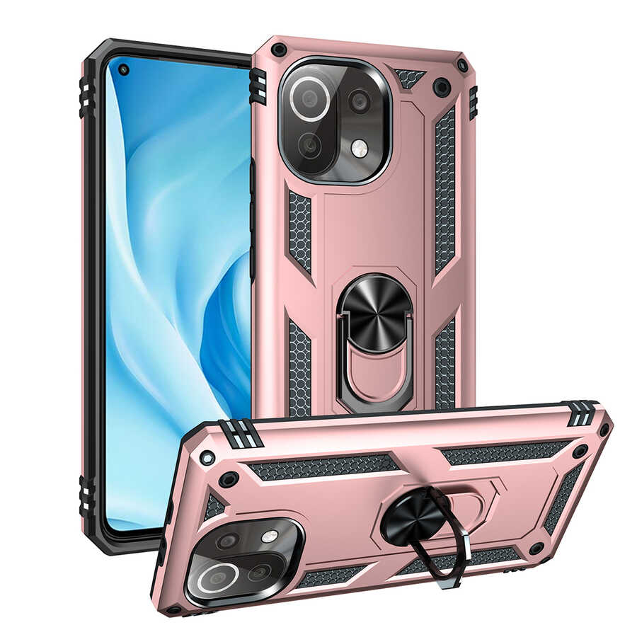 Xiaomi Uyumlu  Mi 11 Lite Kılıf Zore Vega Kapak-Rose gold