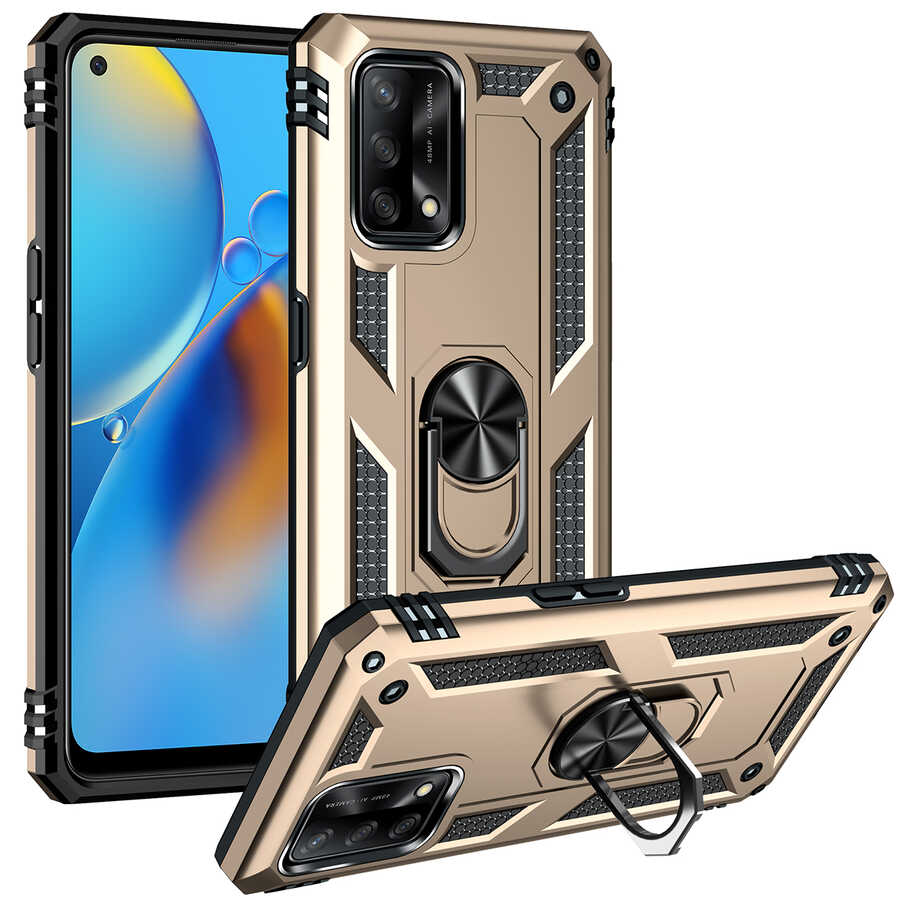 Oppo A74 4G Kılıf Zore Vega Kapak-Gold