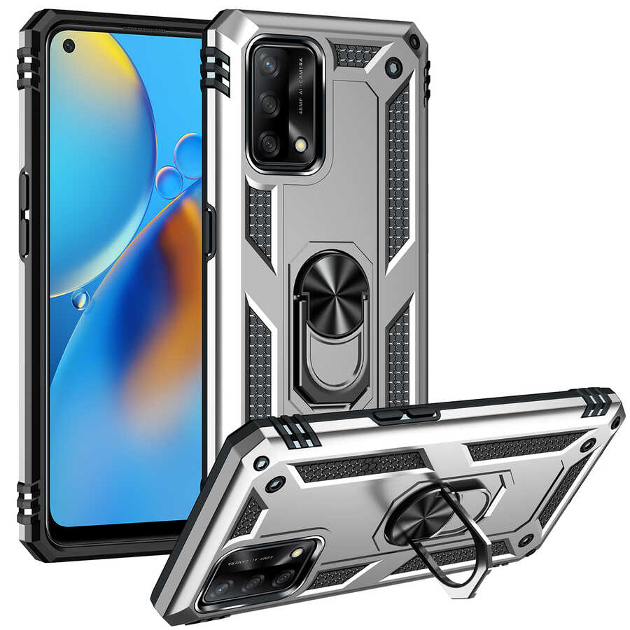 Oppo A74 4G Kılıf Zore Vega Kapak-Gri