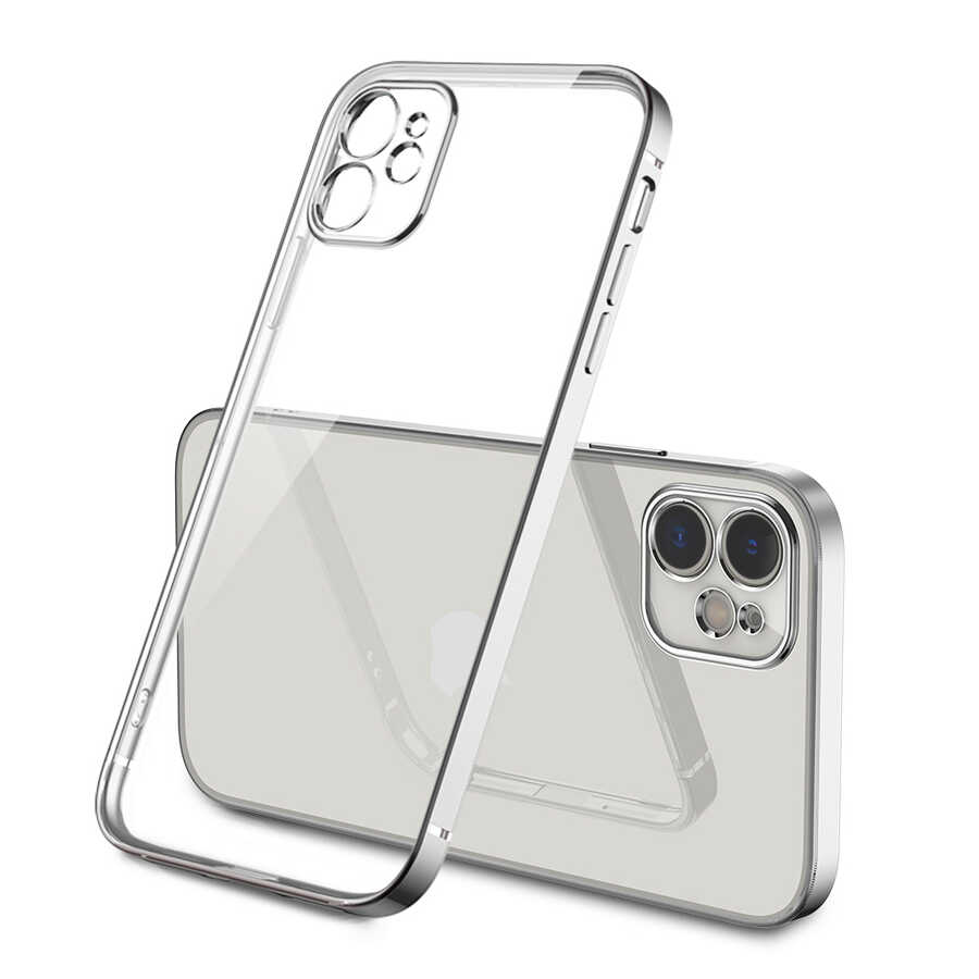 iPhone Uyumlu 12 Kılıf Zore Gbox Kapak-Gümüş