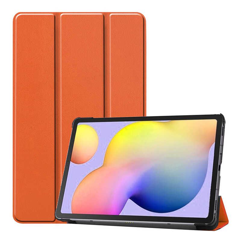 Galaxy Uyumlu Tab S7 FE LTE (T737-T736-T733-T730) Zore Smart Kapak Standlı 1-1 Kılıf-Turuncu