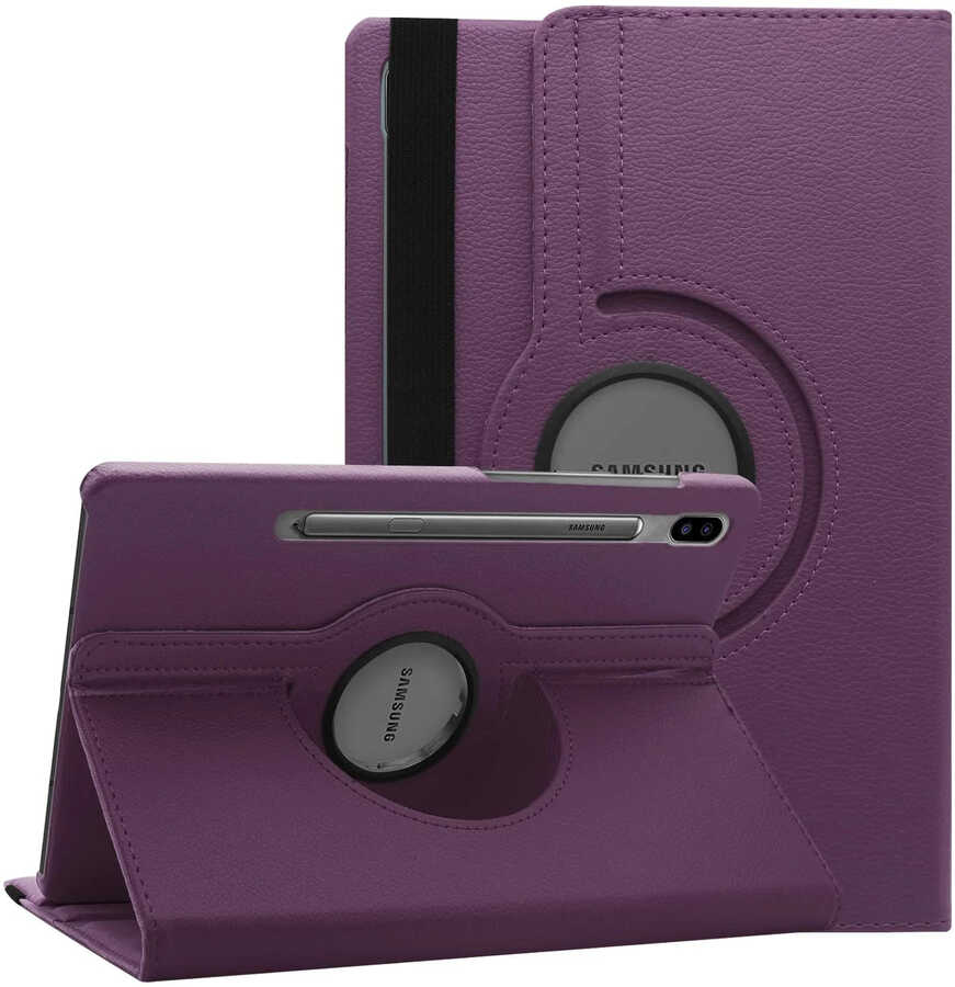 Galaxy Uyumlu Tab S7 FE LTE (T737-T736-T733-T730) Zore Dönebilen Standlı Kılıf-Mor