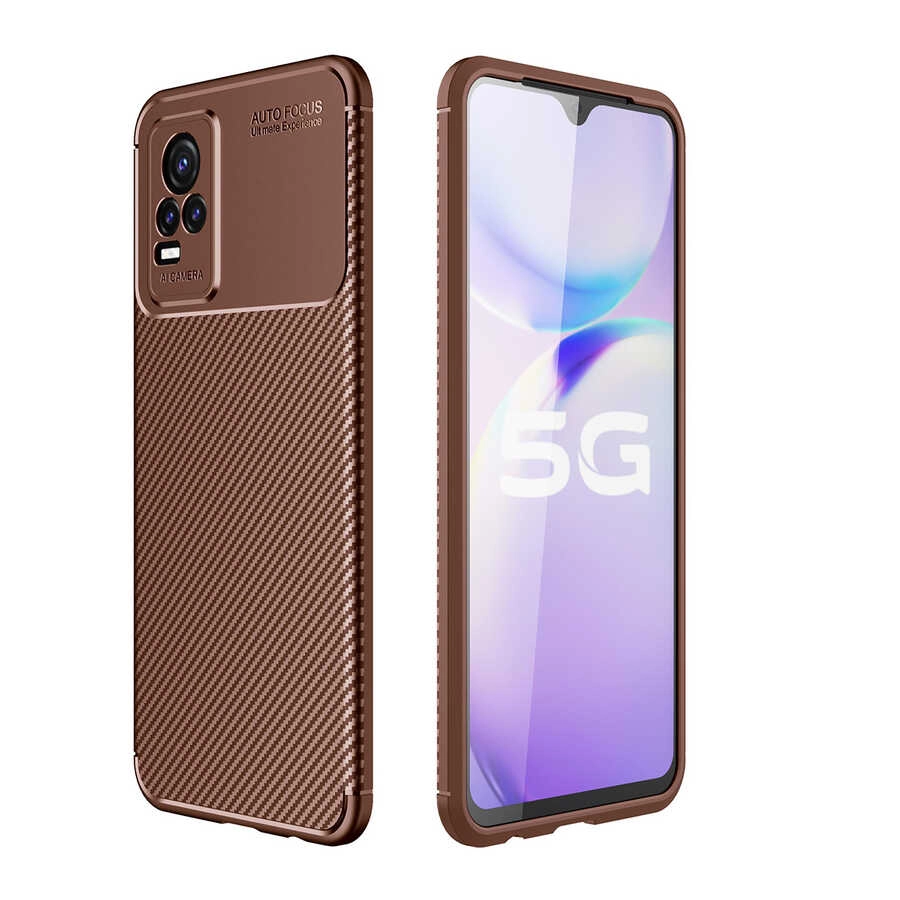 Vivo V21E Kılıf Zore Negro Silikon Kapak-Kahverengi