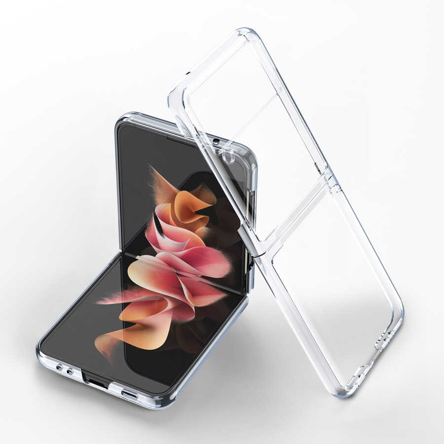 Galaxy Uyumlu Z Flip 3 Kılıf Zore Kıpta Kapak-Renksiz