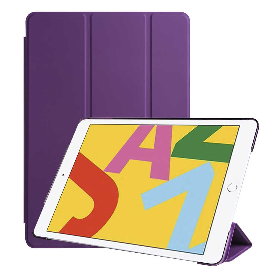 iPad Uyumlu 10.2 2021 (9.Nesil) Zore Smart Kapak Standlı 1-1 Kılıf-Mor