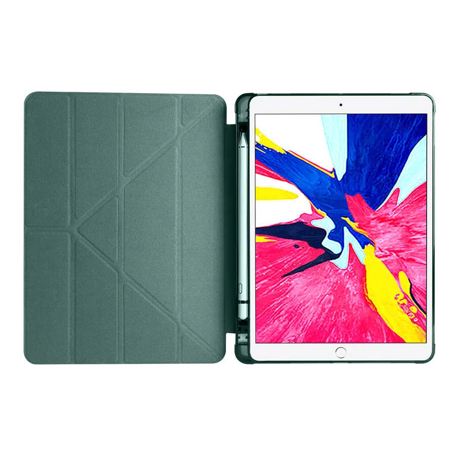 iPad Uyumlu 10.2 2021 (9.Nesil) Kılıf Zore Tri Folding Kalem Bölmeli Standlı Kılıf