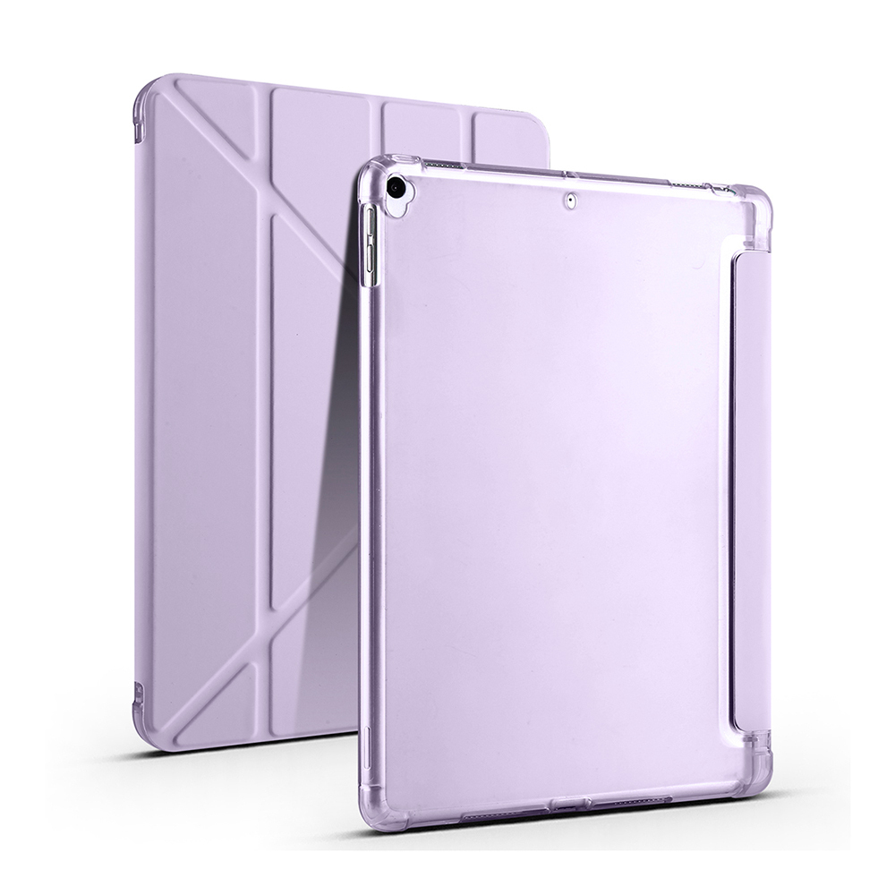 iPad Uyumlu 10.2 2021 (9.Nesil) Kılıf Zore Tri Folding Kalem Bölmeli Standlı Kılıf-Lila