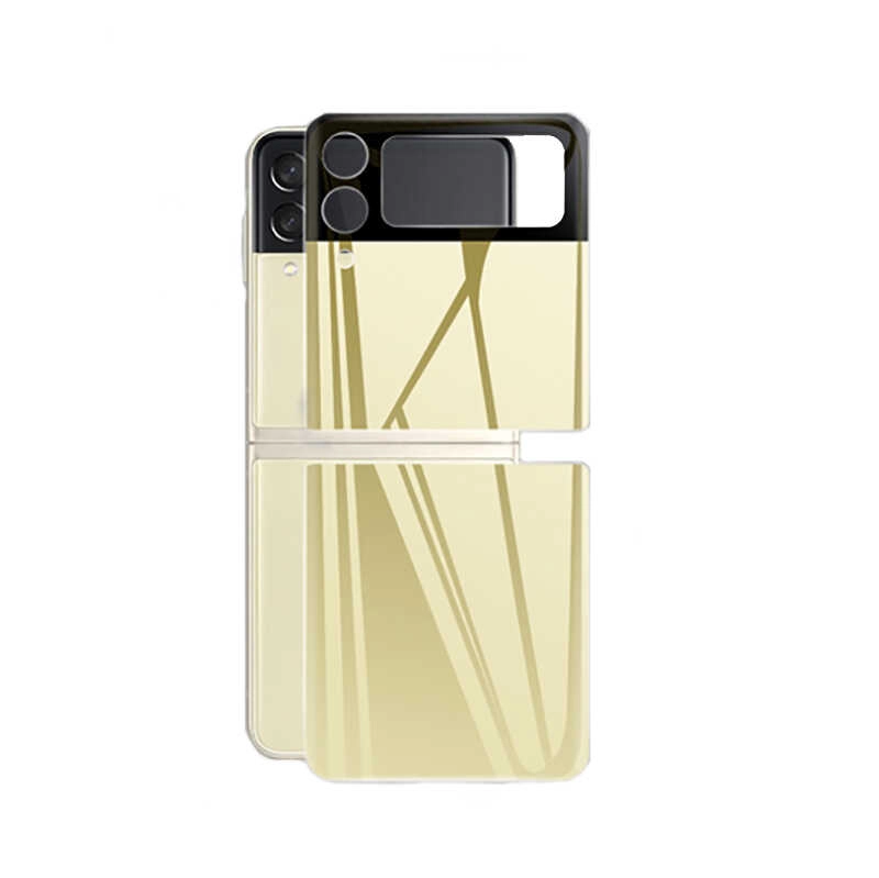 Galaxy Uyumlu Z Flip 3 Zore 3D Standart 2 in 1 Arka Koruyucu-Gold