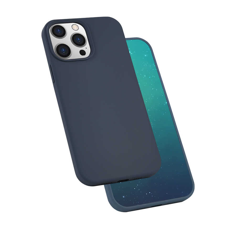 iPhone Uyumlu 13 Pro Kılıf Zore Silk Silikon-Lacivert