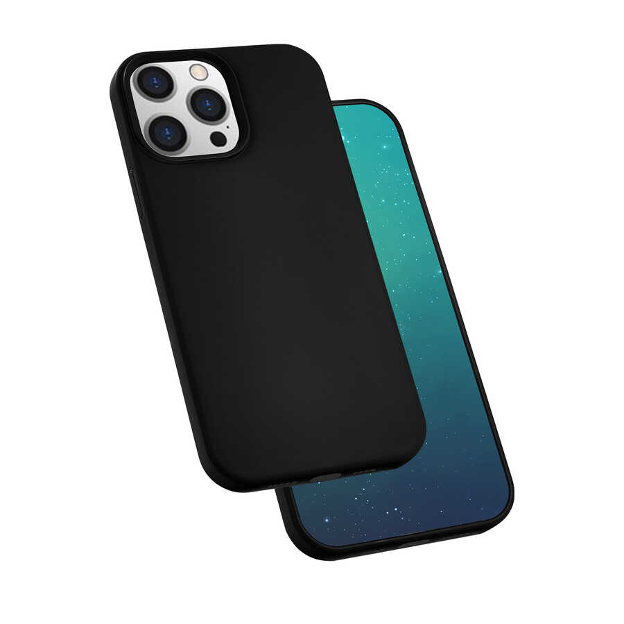 iPhone Uyumlu 13 Pro Kılıf Zore Silk Silikon-Siyah