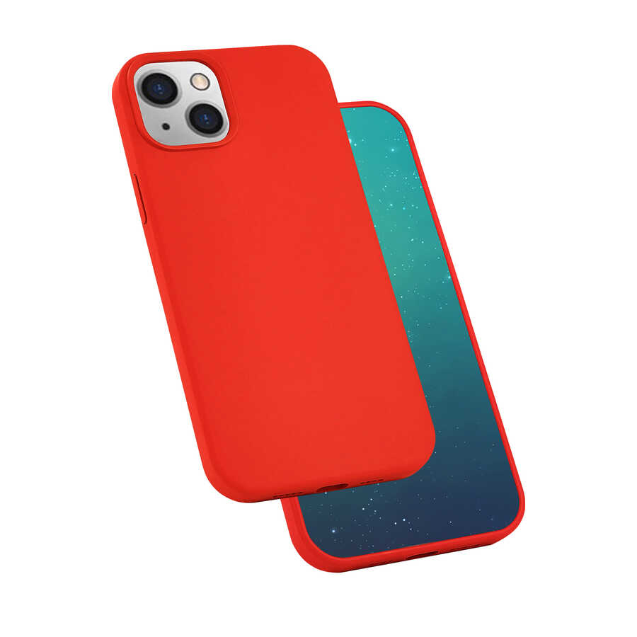 iPhone Uyumlu 13 Mini Kılıf Zore Silk Silikon-Kırmızı