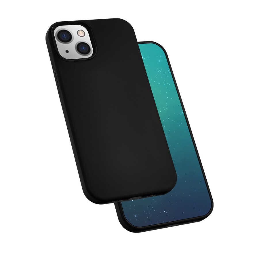 iPhone Uyumlu 13 Mini Kılıf Zore Silk Silikon-Siyah