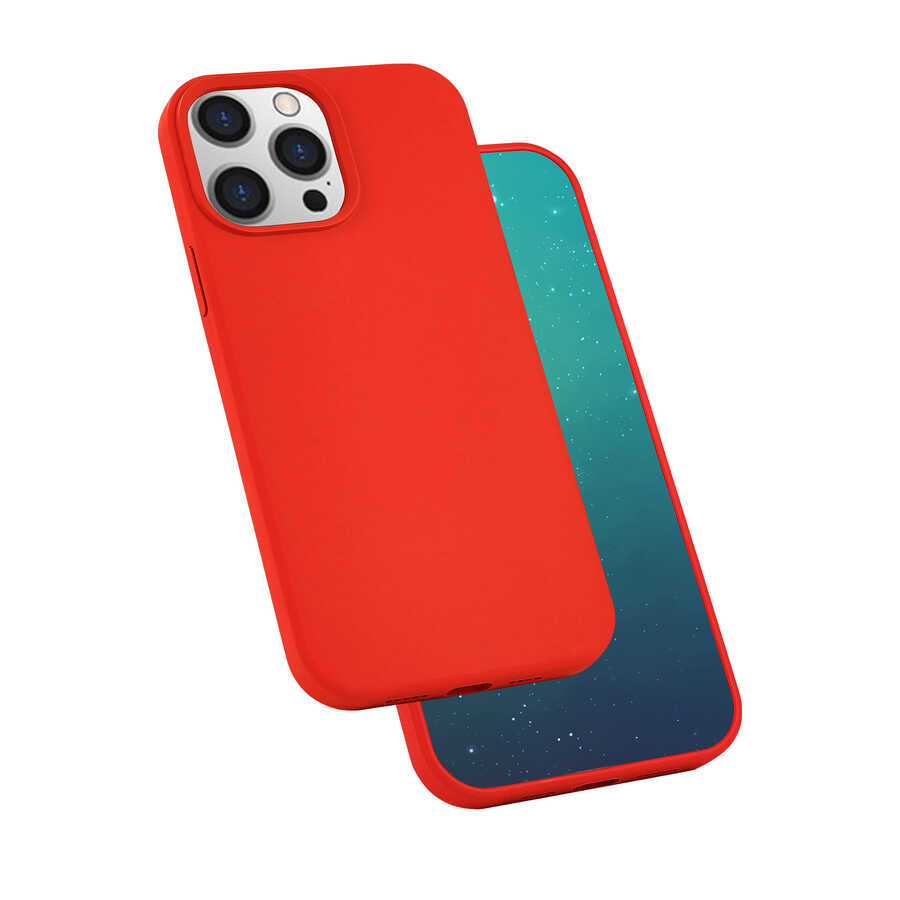 iPhone Uyumlu 13 Pro Max Kılıf Zore Silk Silikon-Kırmızı