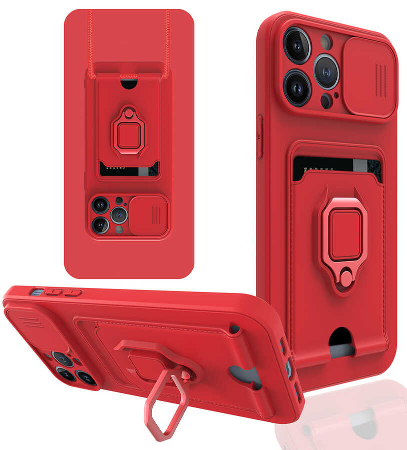 iPhone Uyumlu 13 Pro Kılıf ​Zore Pelit Kapak-Kırmızı
