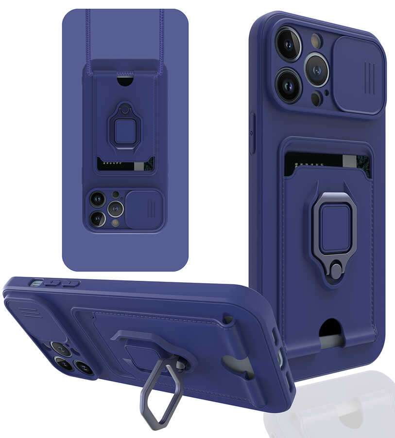 iPhone Uyumlu 13 Pro Kılıf ​Zore Pelit Kapak-Lacivert