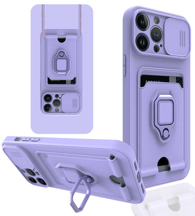 iPhone Uyumlu 13 Pro Kılıf ​Zore Pelit Kapak-Lila