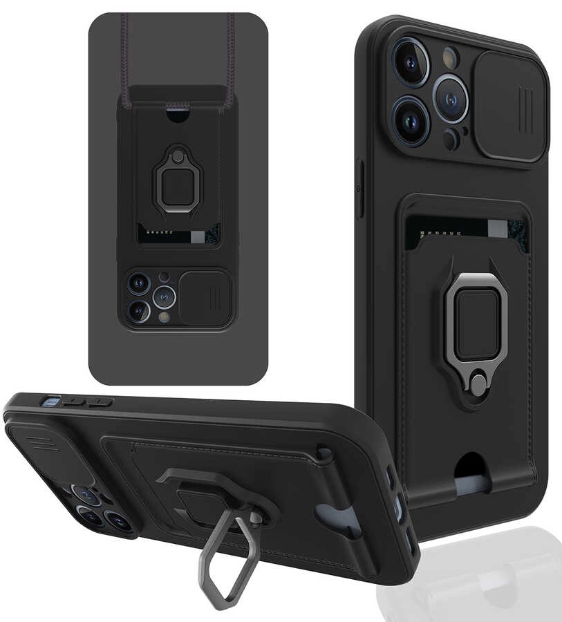 iPhone Uyumlu 13 Pro Max Kılıf ​Zore Pelit Kapak-Siyah