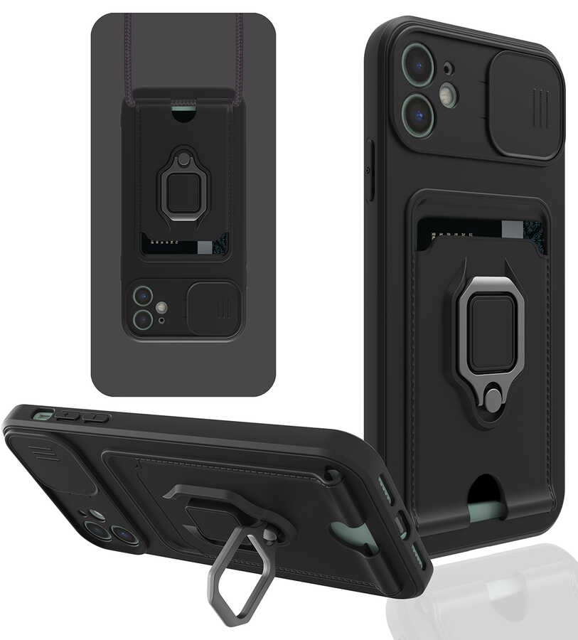 iPhone Uyumlu 11 Kılıf ​Zore Pelit Kapak-Siyah