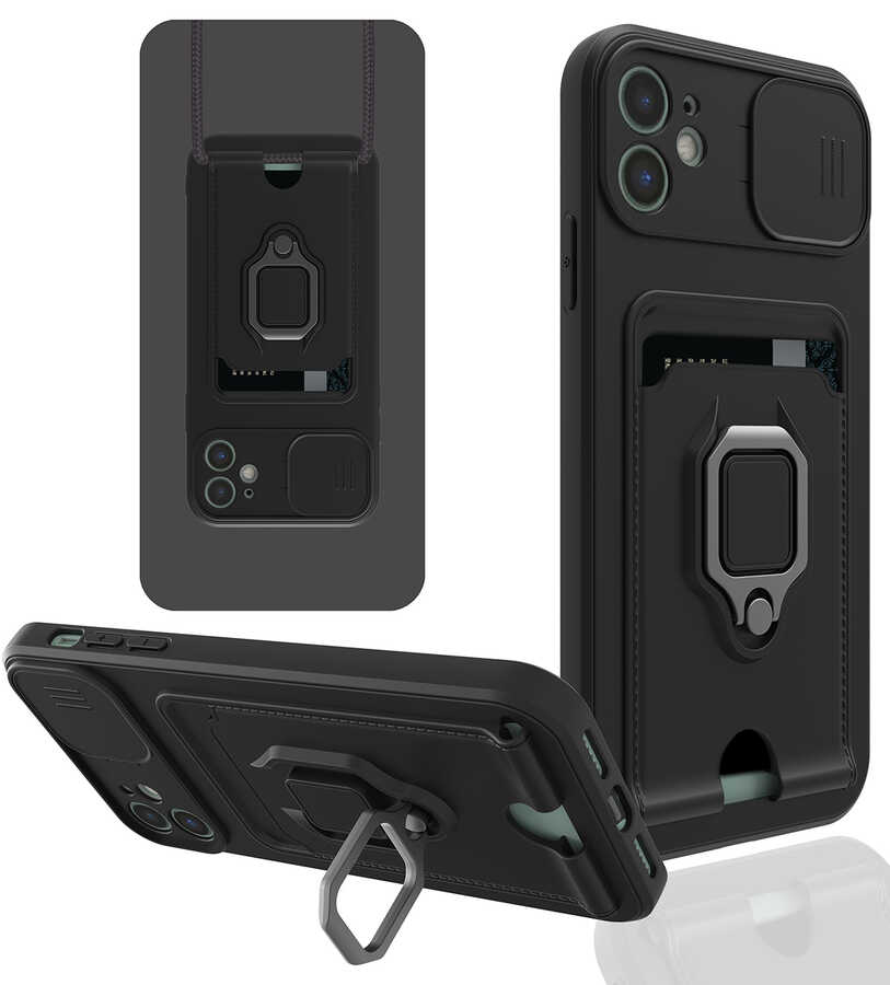 iPhone Uyumlu 11 Kılıf ​Zore Pelit Kapak-Siyah