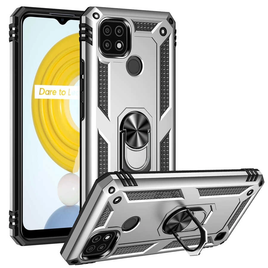Realme C21 Kılıf Zore Vega Kapak-Gri