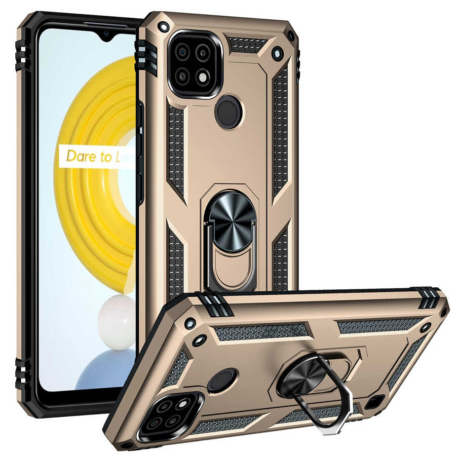Realme C21 Kılıf Zore Vega Kapak-Gold