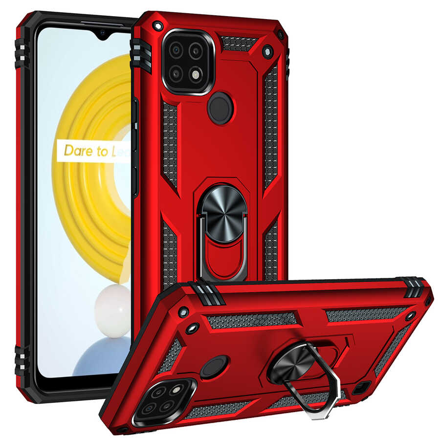 Realme C21 Kılıf Zore Vega Kapak-Kırmızı