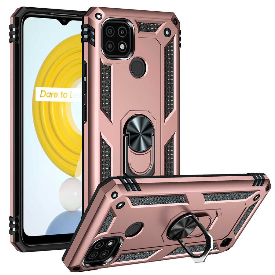 Realme C21 Kılıf Zore Vega Kapak-Rose gold