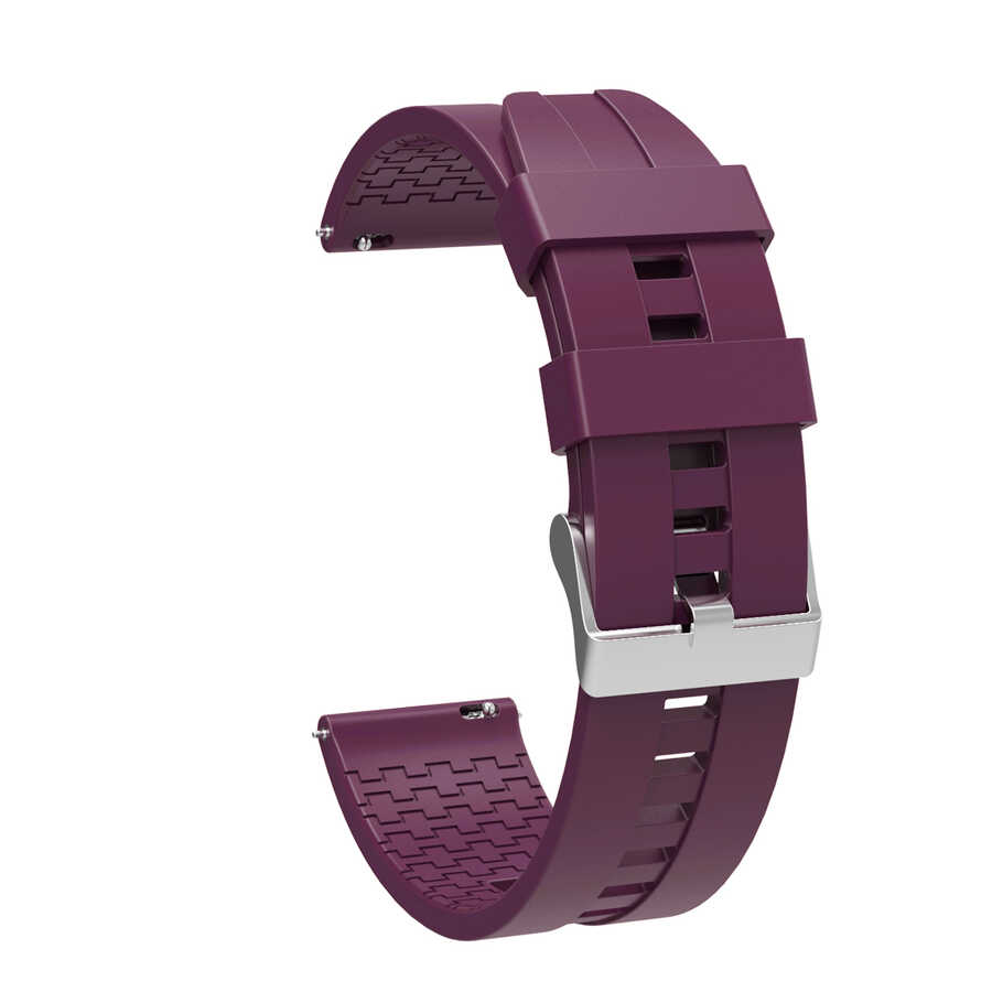 Galaxy Uyumlu Watch Active 2 44mm KRD-23 20mm Silikon Kordon-Mürdüm