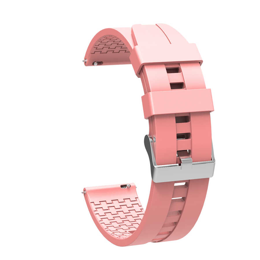 Galaxy Uyumlu Watch Active 2 44mm KRD-23 20mm Silikon Kordon-Pembe