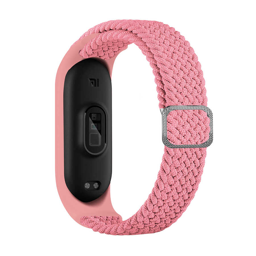 Xiaomi Uyumlu  Mi Band 4 KRD-49 Örgü Kordon-Pembe