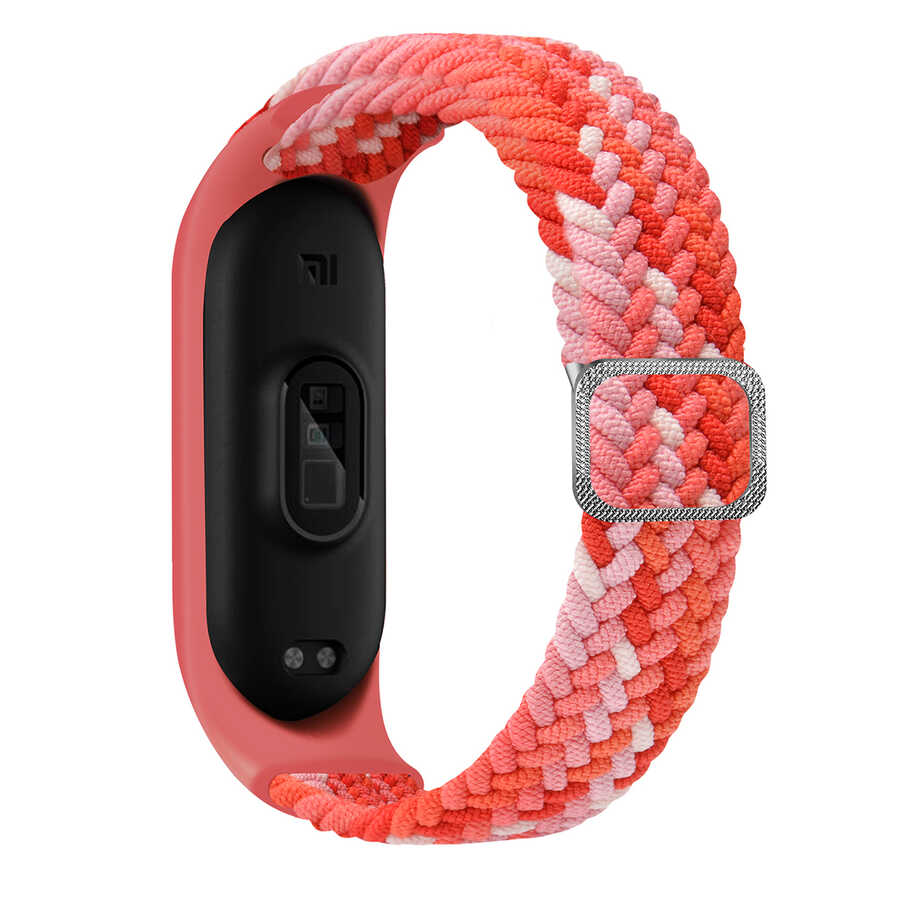 Xiaomi Uyumlu  Mi Band 6 KRD-49 Örgü Kordon-Colorful red