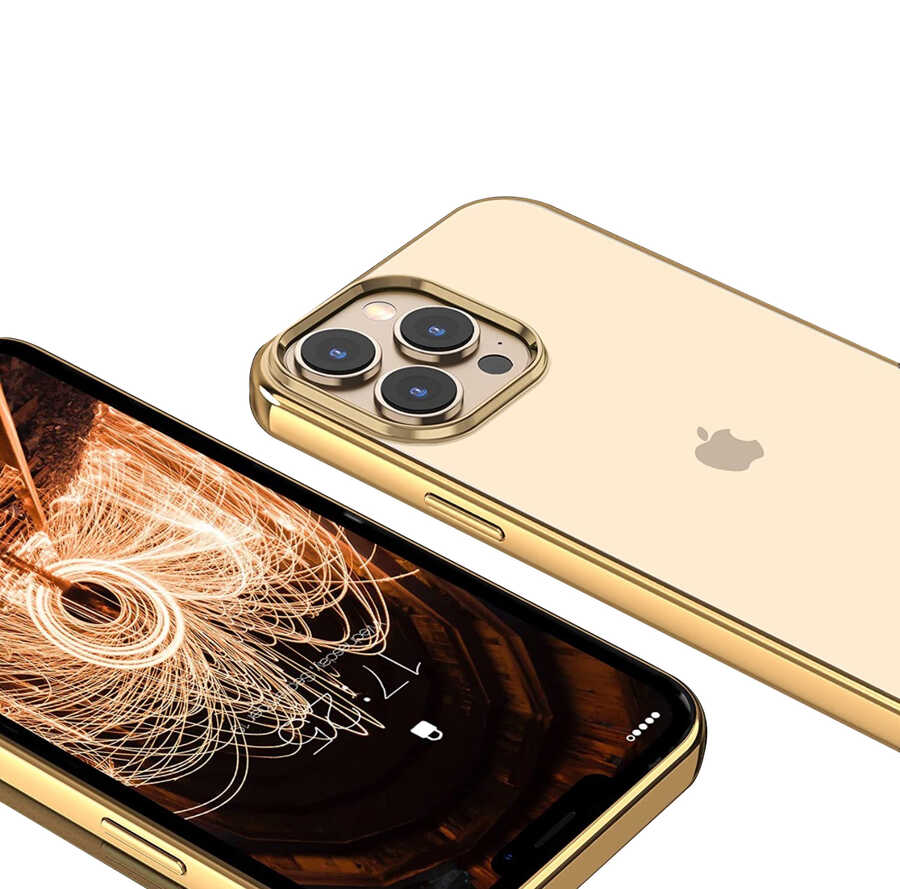 iPhone Uyumlu 13 Pro Max Kılıf Zore Pixel Kapak-Gold