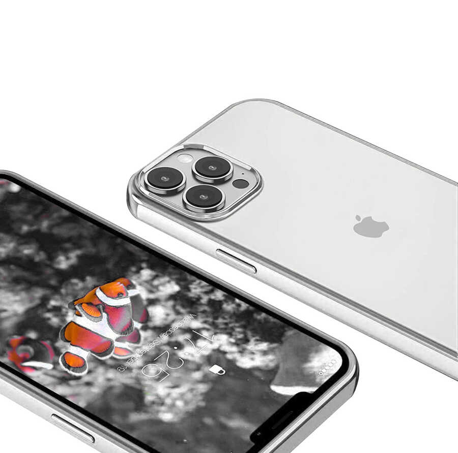 iPhone Uyumlu 13 Pro Max Kılıf Zore Pixel Kapak-Gümüş