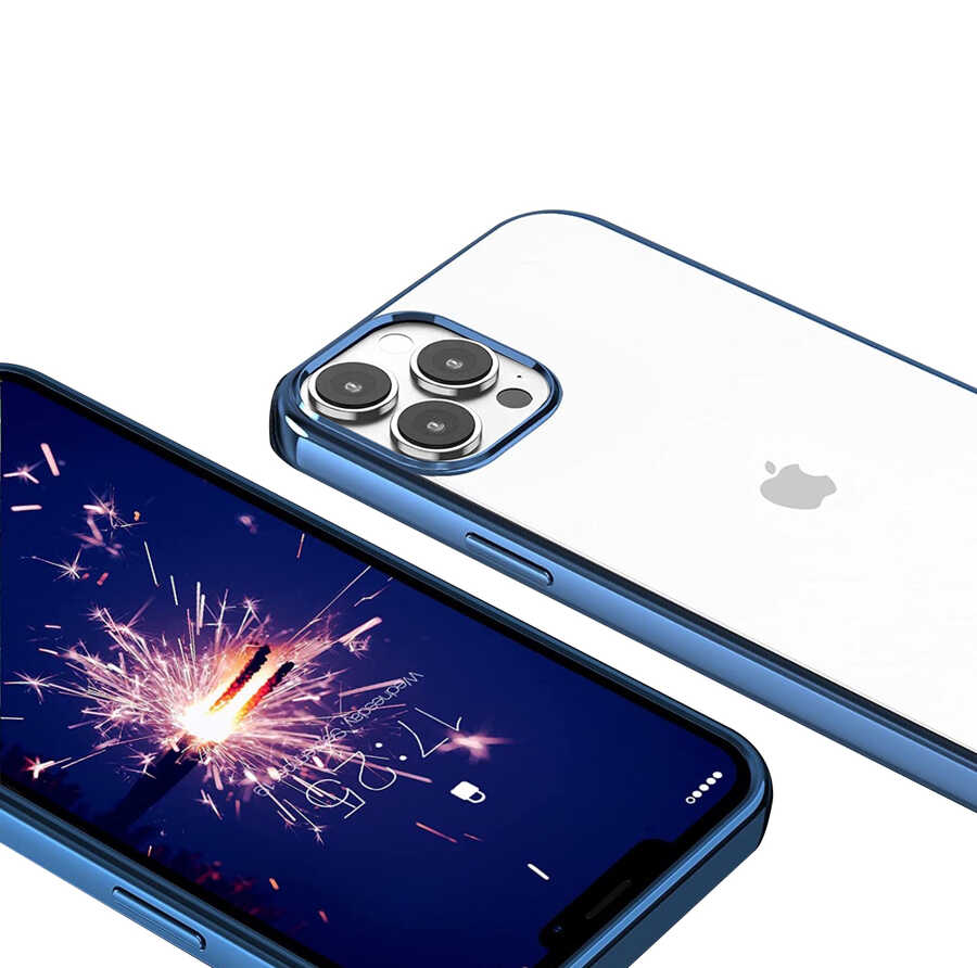 iPhone Uyumlu 13 Pro Max Kılıf Zore Pixel Kapak-Mavi