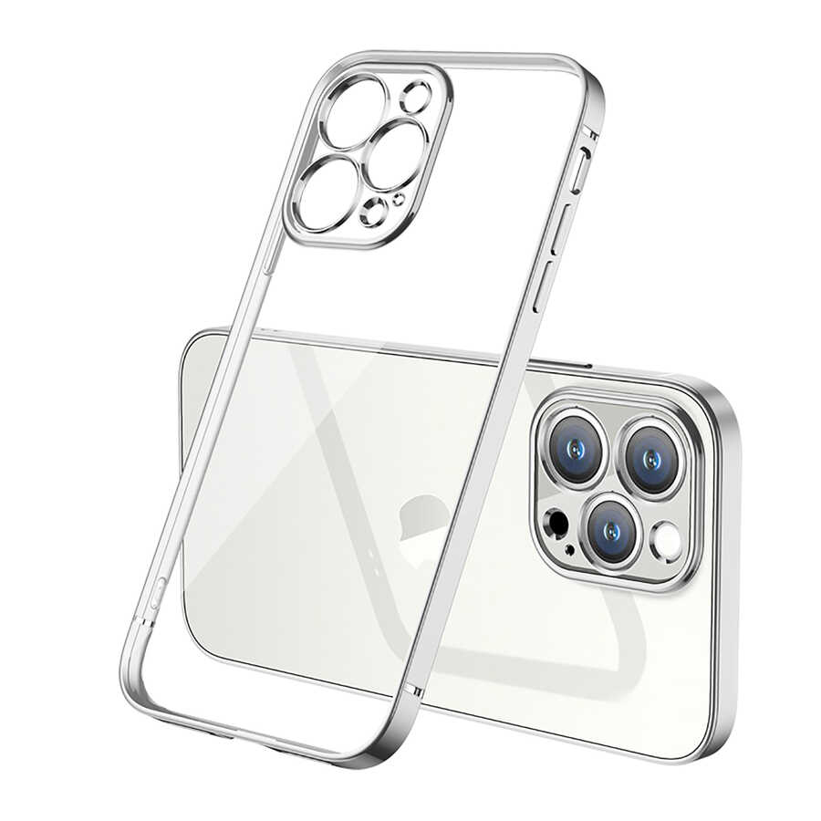 iPhone Uyumlu 13 Pro Max Kılıf Zore Gbox Kapak-Gümüş