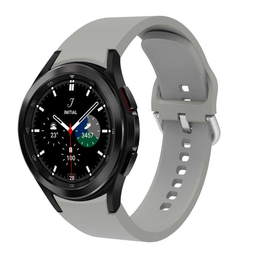 Galaxy Uyumlu Watch 4 Classic 42mm KRD-50 Silikon Kordon-Gri