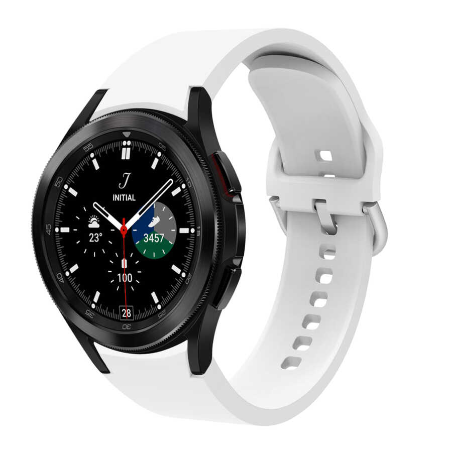 Galaxy Uyumlu Watch 4 Classic 46mm KRD-50 Silikon Kordon-Beyaz