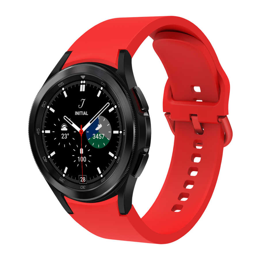 Galaxy Uyumlu Watch 4 Classic 46mm KRD-50 Silikon Kordon-Kırmızı