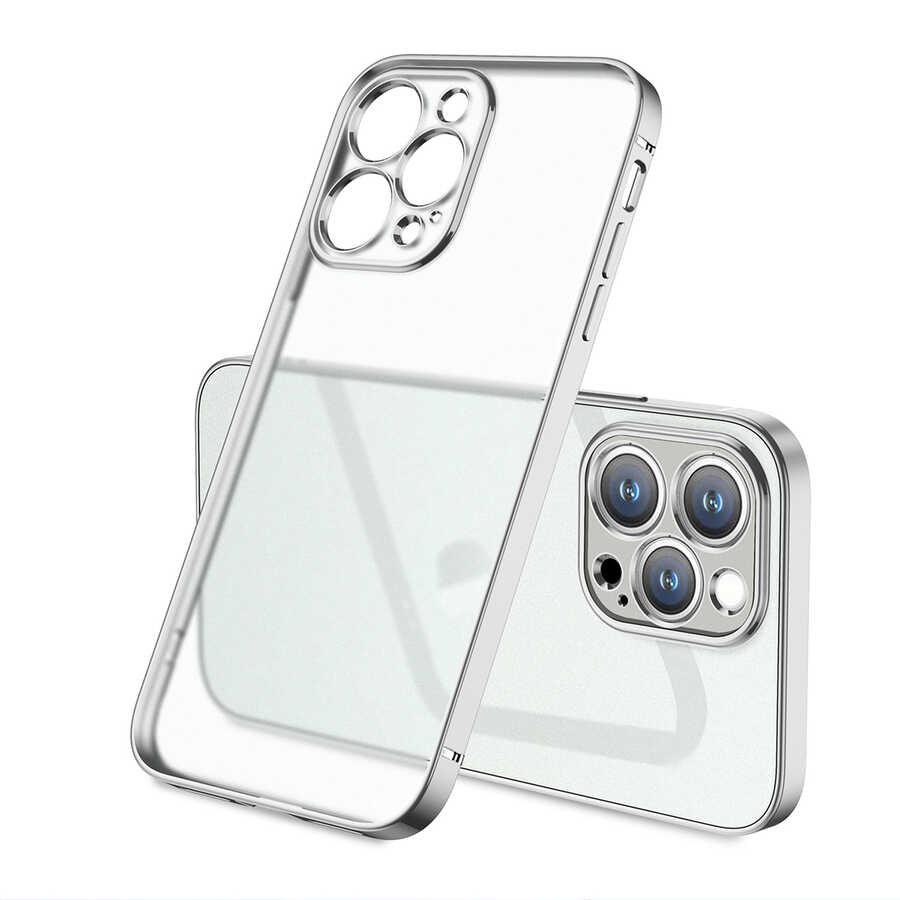 iPhone Uyumlu 13 Pro Kılıf Zore Mat Gbox Kapak-Gümüş