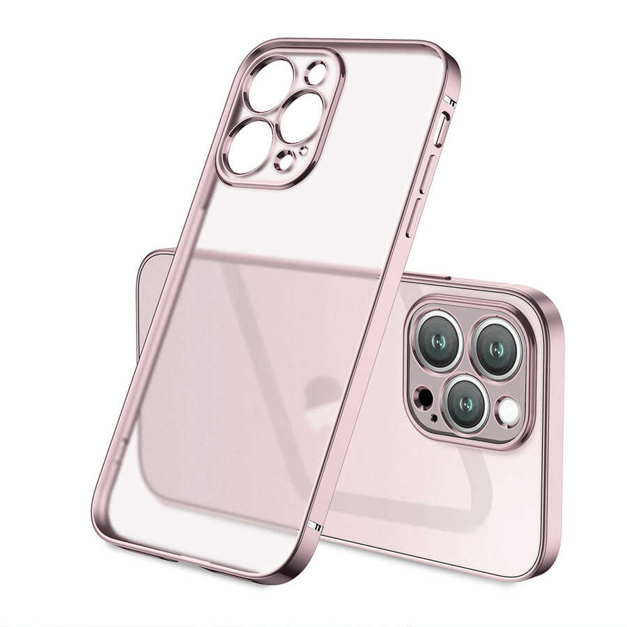 iPhone Uyumlu 13 Pro Kılıf Zore Mat Gbox Kapak-Rose gold