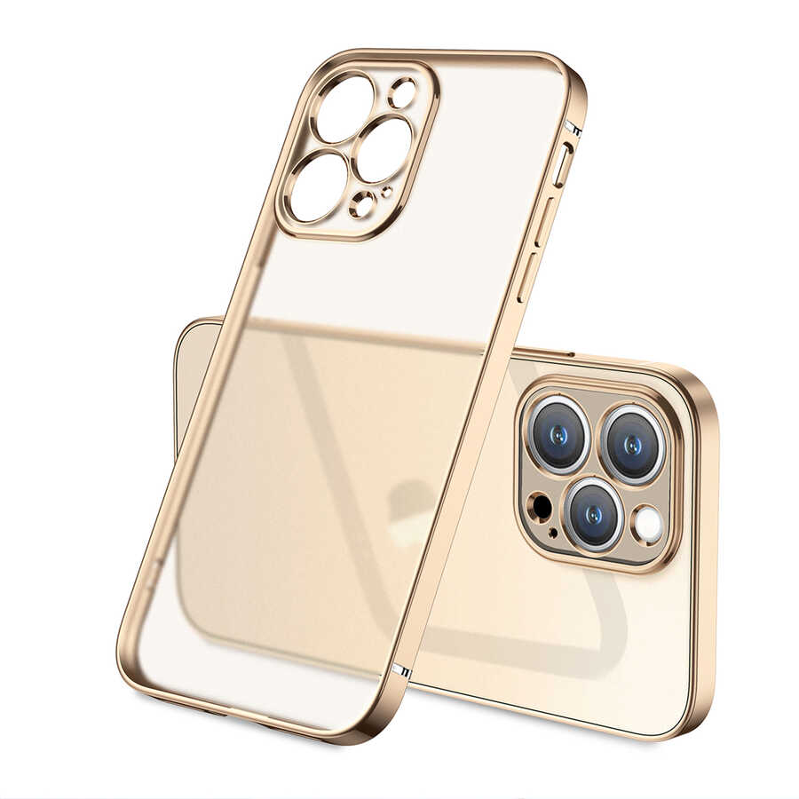 iPhone Uyumlu 13 Pro Max Kılıf Zore Mat Gbox Kapak-Gold