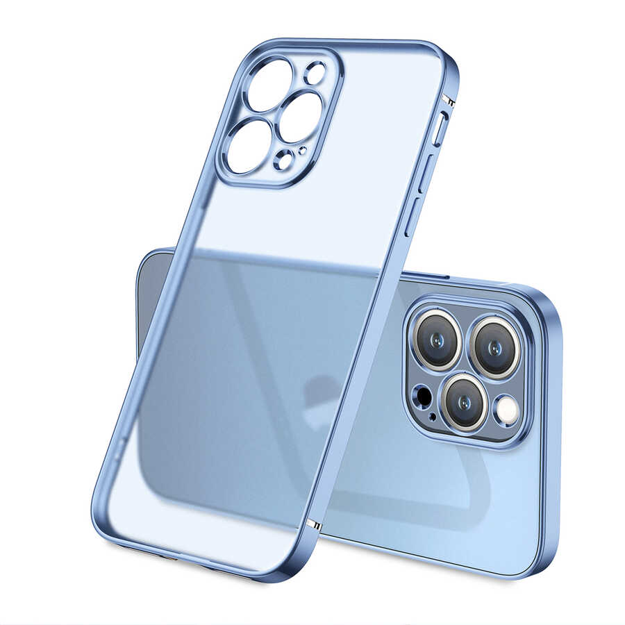 iPhone Uyumlu 13 Pro Max Kılıf Zore Mat Gbox Kapak-Mavi