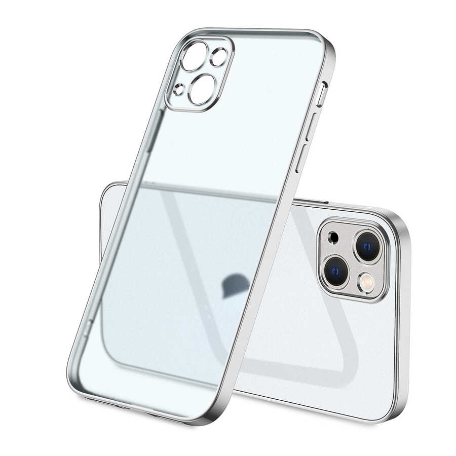 iPhone Uyumlu 13 Mini Kılıf Zore Mat Gbox Kapak-Gümüş