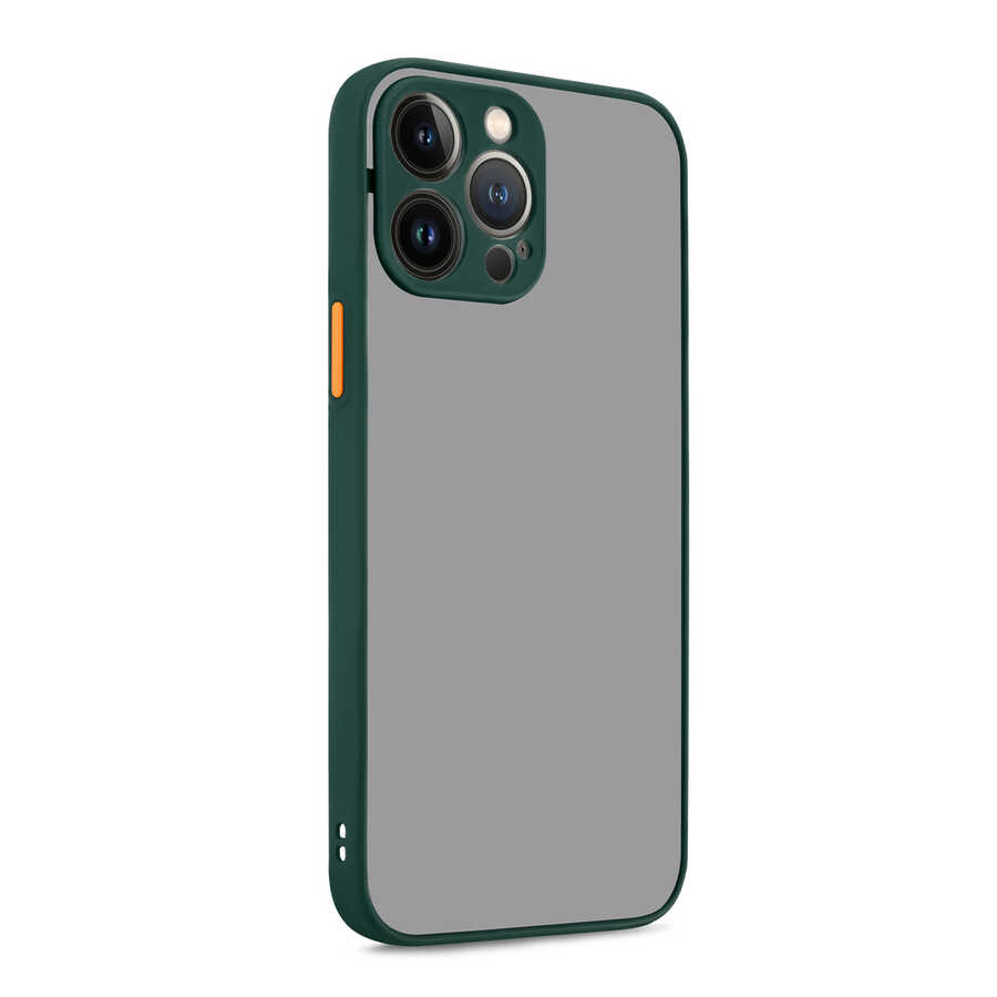 iPhone Uyumlu 13 Pro Max Kılıf Zore Hux Kapak-Koyu yeşil