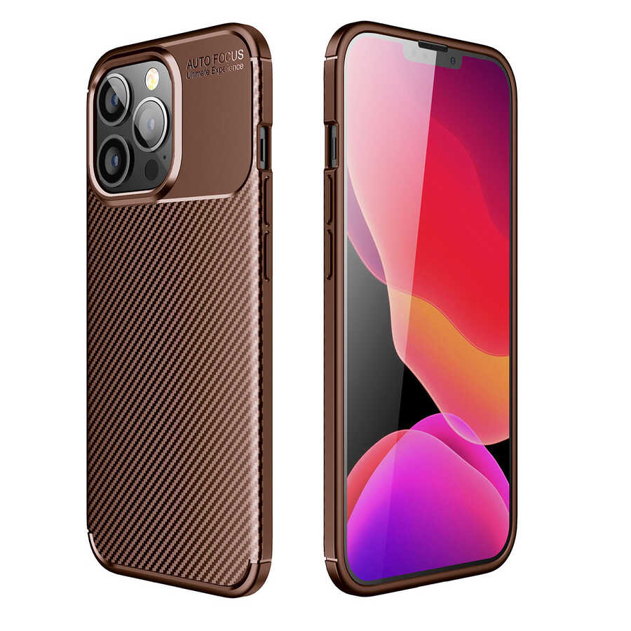 iPhone Uyumlu 13 Pro Max Kılıf Zore Negro Silikon Kapak-Kahverengi