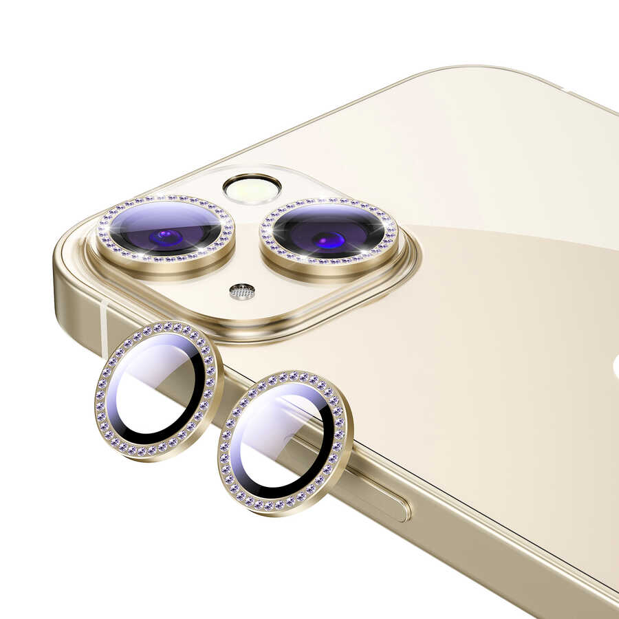iPhone Uyumlu 13 Zore CL-06 Kamera Lens Koruyucu-Gold