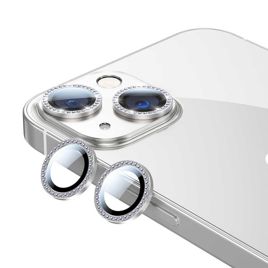iPhone Uyumlu 13 Zore CL-06 Kamera Lens Koruyucu-Gümüş