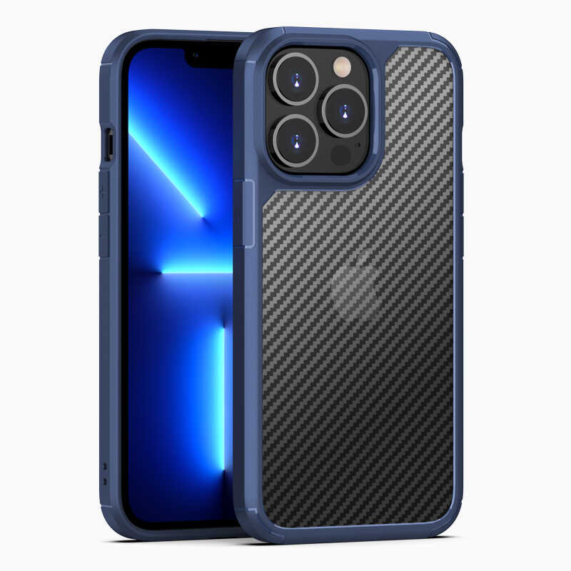 iPhone Uyumlu 13 Pro Max Kılıf Zore İnoks Kapak-Mavi