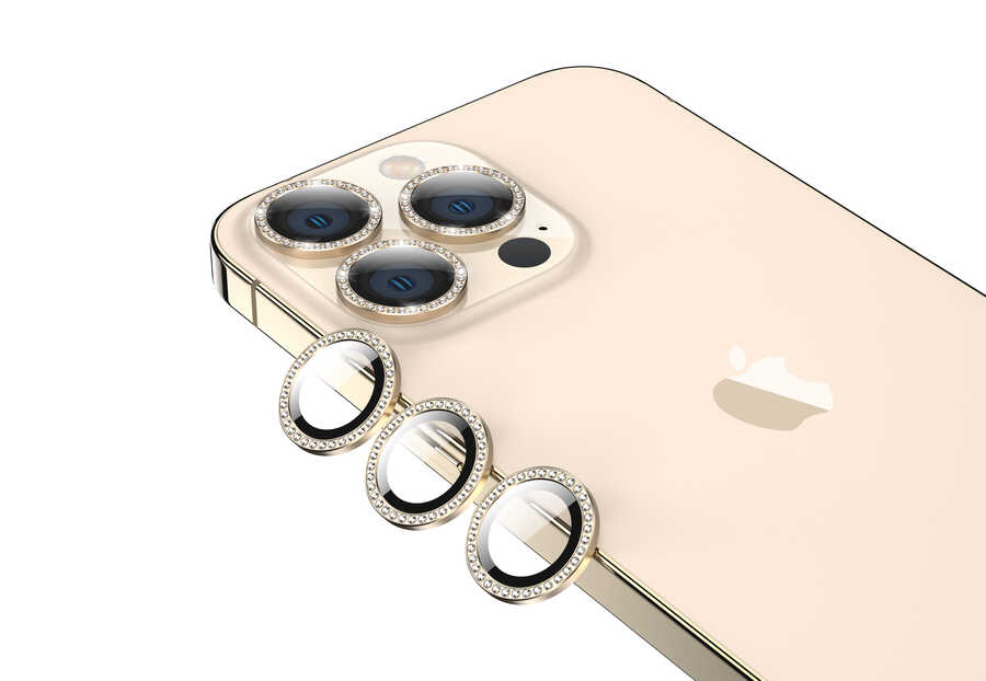iPhone Uyumlu 13 Pro Max Zore CL-06 Kamera Lens Koruyucu-Gold