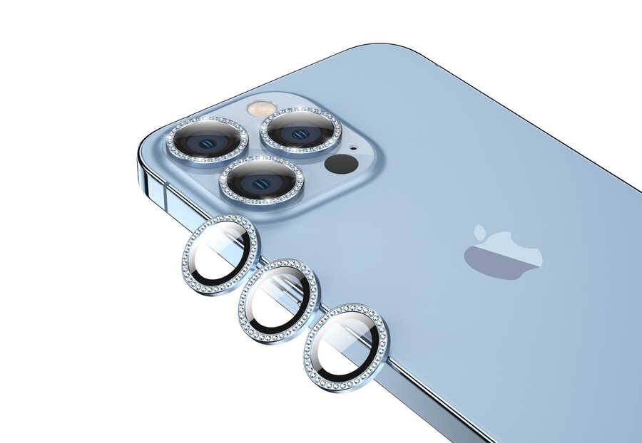 iPhone Uyumlu 13 Pro Max Zore CL-06 Kamera Lens Koruyucu-Mavi